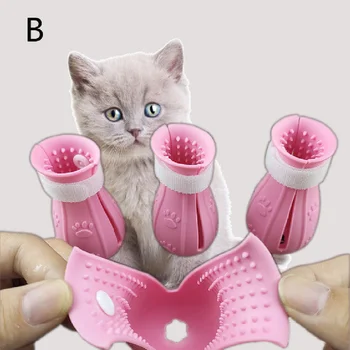 Regulējams Kaķis Kāju Pārsegs Pet Anti-Scratch Un Bite Silikona Vāciņu Anti-Scratch Kaķis Kurpes Pet Vannas Ķepu Segtu Kaķis Piederumi