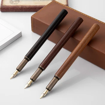 Retro Sandalkoka Bronzas Strūklaka Pildspalva 0.5 mm Luxurry Koka Office Biznesa Rakstot Mākslas Kaligrāfija Zīmuļi Dāvanas un Kancelejas preces