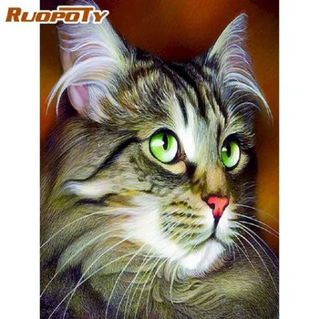 RUOPOTY 5D DIY Dimanta Izšuvumi Kaķis Rhinestone Mākslas Putnu Dimanta Krāsošana Dzīvniekiem Cross Stitch Komplektu, Mājas Dekoru, Roku darbs Dāvana