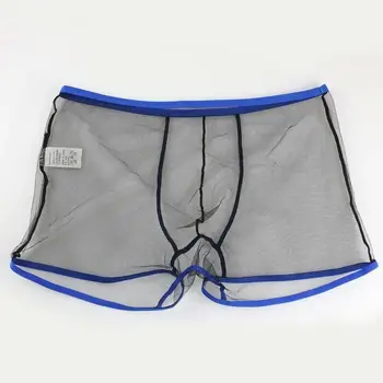 Seksīgi vīriešu acu pusgarās sporta bikses-bokseršortus pārredzamu pusgarās sporta bikses-bokseršortus caurskata apakšveļa
