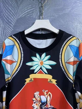 SEQINYY Sicīlija Uzvalks Agrā Rudenī, Pavasarī Jauno Modes Dizaina Sievietes Skrejceļa Džemperis Top + Elastīga Vidukļa Bikses Vintage Karavīrs Drukāt