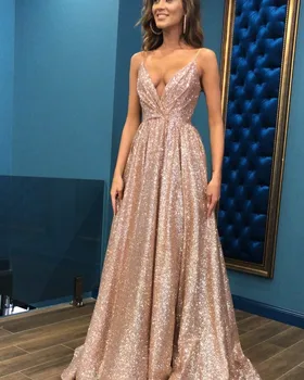 Sequin puse kleitas sievietēm vasarā ir 2021. jaunu modes sexy zeķu dziļu V šūpoles kleitu