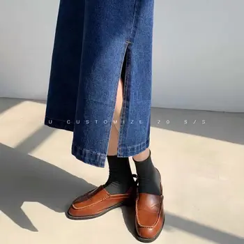 Sieviešu Džinsa Svārki Vidum Teļš Pusē Sadalīt Šiks Augsto Vidukli Visu maču Biroja Dāmas Modes Vintage Harajuku Streetwear Atpūtas Jaunas
