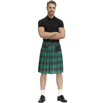 Skotijas St Patrick ' s Green Kroku Kostīmu Seģene Svārki Kilts Apģērbi Vīriešiem un Sievietēm Īrijas Pleds Sarkanā, Zilā Svārciņi