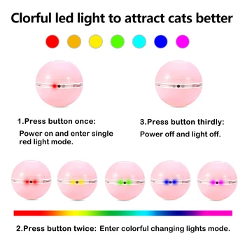 Smart Interaktīvais Kaķis Rotaļlietas Krāsains LED Sevis Rotējošu Bumbu Ar Catnip Bell Un Spalvu USB Lādējamu Kaķis Bumbu, Rotaļlietu Akciju