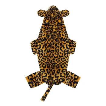 Suns Hoodies Plīša Apģērbs ar Kapuci Leopard Cosplay Cat Halloween Kostīms, Silts Mētelis Četru Kāju Jumpsuit Gudrs Ziemas Drēbes