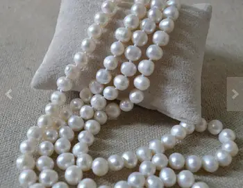 Unikālo Pērles juvelierizstrādājumu Veikalu Balto Pērļu Kaklarota 50 collas Garš Patiesu Saldūdens Pērļu Kaklarota Kāzu Dāvana Sieviešu Rotaslietas