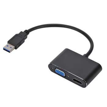 USB 3.0 uz HDMI-VGA Adapteri saderīga 1080P Multi-Display 3in1 USB uz HDMI-saderīgam Converter for Windows OS 7/8/10
