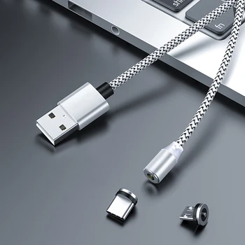 USB Kabelis Ātri LED Magnētisko 1m 2m Uzlādes 2A Tipa C C Līdz Lādētājs Datu Mikro Mobilo Telefonu Aksesuāri Xiaomi Biroja DATORU, klēpjdatoru