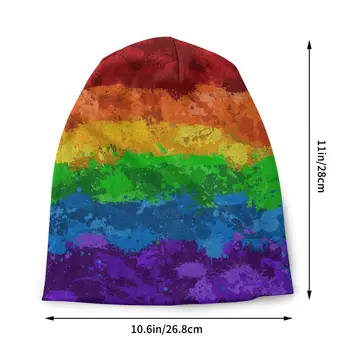 Varavīksnes Krāsas Murmināt Sunīti Cepure Adīta Cepure Vintage Rudens Ziemas Skullies Beanies Cepuri LGBT Geju Lesbiešu Maitāt Lepnums Siltu Cepurīti