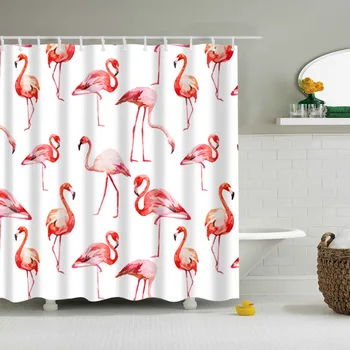 Vasaras flamingo rozā dušas aizkars lielajā vannā vienu drukas ūdensizturīgs apdare vannas istaba 200x180cm