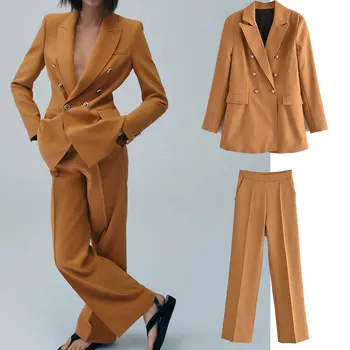 Za 2021 Žakete Sievietēm Uzvalks Modes Biznesa Ikdienas Žakete Mētelis Biroja Dāma Oficiālu Kostīmi Ar Pogas Augstums Wasit Bikses Kopa