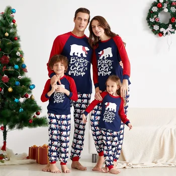 Ziemas Ziemassvētki Ģimenes Tēvs, Māte, Bērni, Bērnu Meitene Zēnu Pidžamas Ģimenes Saskaņojot Tērpiem Vīriešu Un Sieviešu Pidžamas Cepuri Apģērbu Komplekti