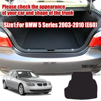 Ādas Auto Bagāžnieka Paklājiņš BMW 5 Sērijas 2003-2020 Trunk Boot Paklājiņš BMW 520i 528i 535i 530i 540i Starplikas Pad Paklāju Asti Kravas Līnijpārvadātāju