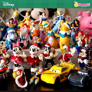 1 gab. 8-9cm oriģināls Disney Princess Classic Mickey Minnie Dumjš rīcības Attēls Kolekcionējamus Modelis Rotaļlietas ziemassvētku eglītes rotājumu