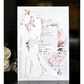 1gb Elegants Līgava Un Līgavainis ar Lāzeru Griezti Kāzu Ielūgums Kartes Apsveikuma kartiņu Pielāgota Valentīna Diena Puse, Kāzu Dekorēšana