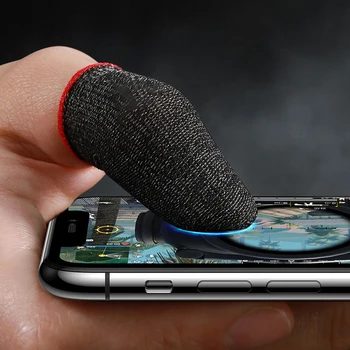 1Pair Strāvu vadošo dzīslu Pirksta Uzmava ar neslīdošu Elpojošs Pirkstu Spēļu Cimdi iPhone/An-droid/iOS Mobilo Tālruni