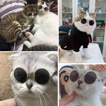 1PC Jauki Pet Cat Brilles Suņu Brilles Pet Produktu Kitty Rotaļlietu Suņu Saulesbrilles Fotogrāfijas 3cm Pet Accessoires Kārta Krāsains Brilles