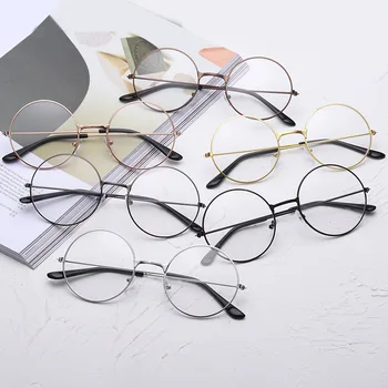 2019 Jaunu Modes Vienkārši Unisex Kārta Vienkāršā Glāzes par Vīriešiem, Sievietēm, Metāla Rāmis Brillēm uz Kāzu Puse, Brilles