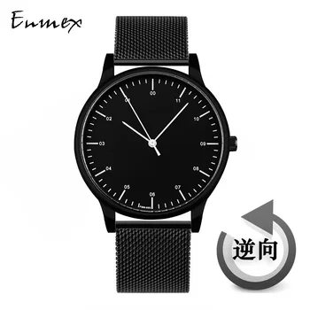 2021gift Enmex atpakaļ rokas pulkstenis radošās dizaina maiņu laika vienkāršu stila cool black gadījuma kvarca modes skatīties