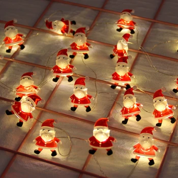 2M 20LED Sniegavīrs Santa Claus LED String Pasaku Gaismas Vainags Ziemassvētku Rotājumi Mājās Akumulatora Barošanu Svētku Apgaismojums