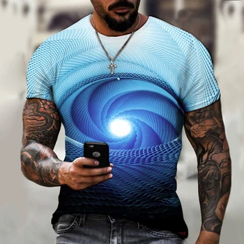 3d drukāšana vīriešu T-krekls īsām piedurknēm 3d magic apdrukas T-krekls īsām piedurknēm tendence hip-hop vīriešu apģērbu plus lieluma