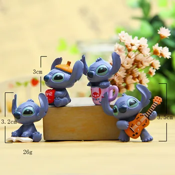 4gab Mini Dūriens Rīcības Attēls Rotaļlietu Komplekts DIY Cepšanas Lelle Kwaii Dūriens Lilo Kūka Apdare Anime Attēls Rotaļlietas Bērniem