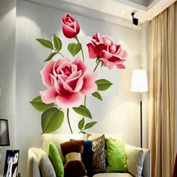 50*70cm romantisks rožu ziedu, ziedu, sienas uzlīmes mājas dekors dzīvojamā istaba tv apdares pvc sienas uzlīmes diy sienas māksla