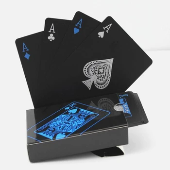 55pcs/Klāja Ūdensnecaurlaidīga Plastmasas Pvc Spēļu kāršu Komplekts Tīra Krāsa Melns Pokera Kāršu Komplekti Klasisks Burvju Triki Instrumentu Aksesuāri