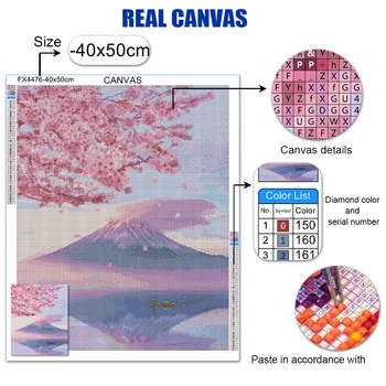 5D Dimanta Krāsošana Japāņu Mt. Fuji Sakura Mozaīkas Izšuvumi Attēlu Mājas Apdare Pilnu Kvadrātveida/Apaļā DIY Amatniecības Apdare
