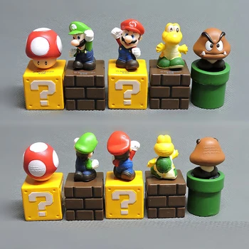 5gab/set Super Mario Radošo Apdares Spēle mario Bros PVC Darbības Rādītāji Rotaļlietas Super Sēņu Mini Skaitļi Rotaļlietas Bērniem Dāvanas