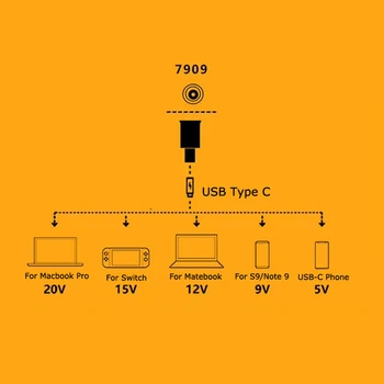 65W USB C Tipa Pārveidotājs 7.9*5.5 mm Sieviešu USB C Vīriešu Adapteris Lādētājs Spraudsavienojumu Macbook Asus Lenovo C Tipa Klēpjdatoru