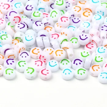 7mm Krāsaina Akrila Distances Pērles Apaļas Plakanas Smiley Sejas Krelles Rotaslietas Pieņemšanas Diy Kaklarota, Aproce Roku Aksesuāri