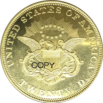 Amerikas Norādīja, 1860 1860 O 1860 S Brīvība Vadītājs Zelta monētas Vērtība Divdesmit Dolāru, Misiņa, Kopēt Monētas