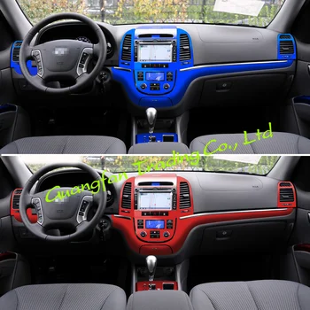 Auto-Stils 3D, 5D Oglekļa Šķiedras Auto Interjera Centrā Konsoles Krāsu Izmaiņas Molding Uzlīmes Uzlīmes vecās Hyundai SantaFe 2006-2012