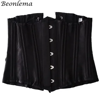 Beonlema Tērauda Atkaulotas Underbust Korsetes, Sieviešu Gothic Black Apģērbu Plus Lieluma 6XL Vidukļa Novājēšanu Mežģīnes Up Sieviešu Steampunk Ņieburs