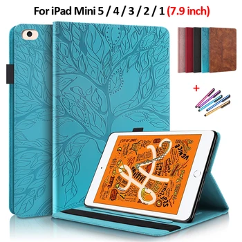 Būtiska iPad Mini 4 Lieta Izkalt Koks, Āda Flip Case for iPad Mini 5 Maku Stends Tablet iPad Mini Lietā Mini 5 4 3 2 1