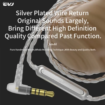 CVJ V7 austiņas uzlabot kabelis 2 pin 0,75 mm 0.78 mm augstas tīrības skābekļa bezmaksas vara pārklājumu sudraba austiņu kabeli CSA Eņģeļa Spārna