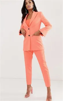 Elegants Orange Business Elsas Uzvalki Sievietēm, Plus Lieluma Dāmas Pantsuit Žakete+Bikses Darbam Pantsuit Kāzu Puse