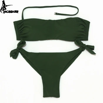 EONAR Bikini Ir 2021. Cietā Sieviešu Peldkostīms Brazīlijas Griezuma Apakšējā Bikini Komplekts Push Up Peldkostīmi Femme peldkostīmu Sporta Pludmali, Valkāt