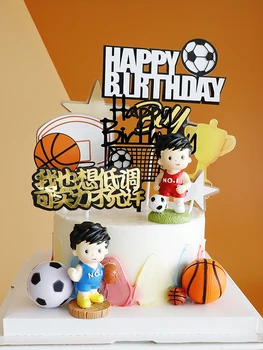 Futbols Basketbols Tēma Cupcake Cilindrs Boy Happy Birthday Party Futbola Kūka Topper Puse Cepot Kūka Dekorēšanas Piederumi