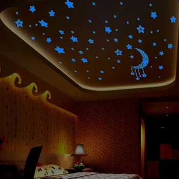 Gaismas Mēness 3D Sienas Uzlīmes Uz noteiktu Bērniem, Guļamistaba, Luminiscences Spīd Tumsā Zvaigznes Sienas Uzlīmes tumšās Sienas Uzlīmes