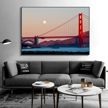 Golden Gate Bridge, Ainavu Audekla, Gleznas, Plakāti un Izdrukas San Francisco Dekorācijas, Sienas, Attēlus Dzīvojamā Istaba