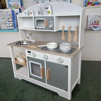 INS Ziemeļvalstu Bērnu Koka Virtuves piederumi Virtuves Kombinācija, Augstas kvalitātes Rotaļlietas Spēlēt Mājas Spēles Bērniem Simulācijas Galda piederumu Komplekts