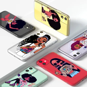 IPhone 11 12 13 Pro SE 2 Gadījumā Melanīna Poppin Āfrikas Melnā Meitene Skaidrs Vāciņš iPhone X XR XS Max 7 8 6 6s 13 Pro Gadījumā