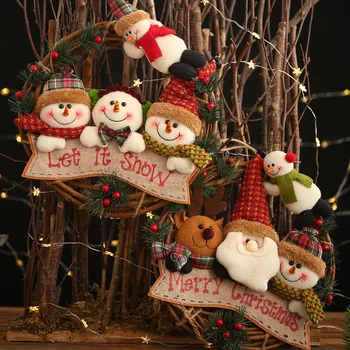 Ir 2021. Ziemassvētku Vainags Rotājumi Rotangpalmas Vainags Sniegavīrs Elk Vīnogulāju Gredzenu, Kulonu Ziemassvētku Rotājumi Mājas Logu, Durvju 29x29cm