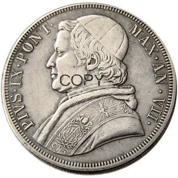 Itālija Vatikāns Pāvesta Valstu, Scudo (1848 1853 1854) Ar Sudraba Pārklājumu Kopēt Monētas