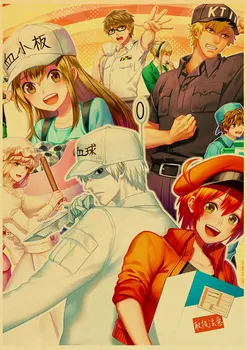 Japānas klasiskās anime Šūnas Pie Darba! Kafijas Nams Bārs Smieklīgi Krāsošana Manga HD Retro Apdare Karikatūra Glezna, Plakāts