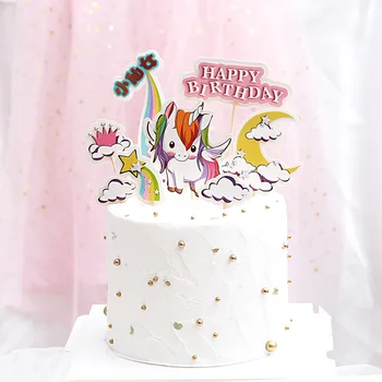 Jauki Ziedi, Mākoņi, Varavīksne Kūka Toppers Dzimšanas Dienas Svinības Varavīksnes Vienradzis Angel Baby Dušas Rotājumi Kāzu Kūka Topper