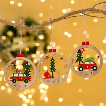 Jauno Gadu Koka Bumbu Auto, Ziemassvētku Rotājumi Ziemassvētki Elk Koka Kulons Raksturs Koka Noel Ziemassvētku rotājums Mājās Navidad 2021